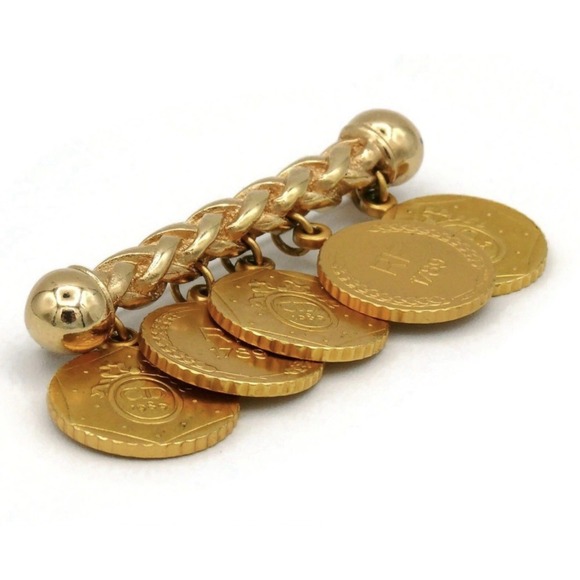 Christian Dior Brooch Pin 1989 French Bicennential Gold Coin CD Vintage Ladies - Picture 8 of 11
